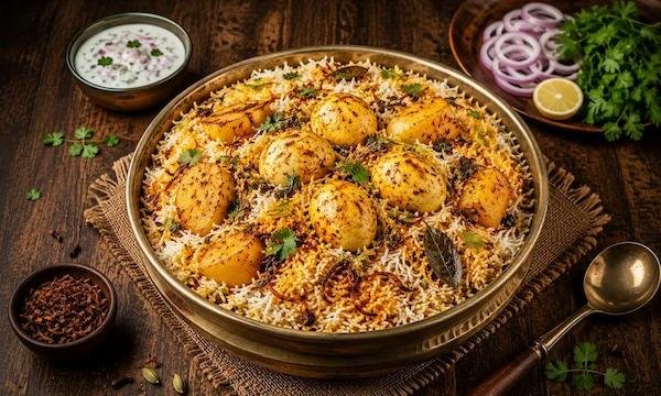Kolkata-Style Egg Biryani with Potato